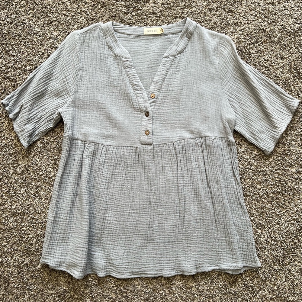 Roolee Gray Textured Blouse